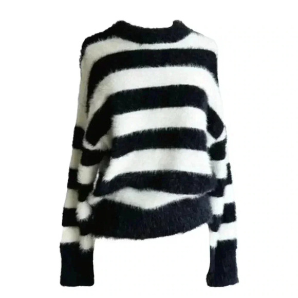 A New Day Fuzzy Striped Crewneck Sweater - Picture 1 of 5